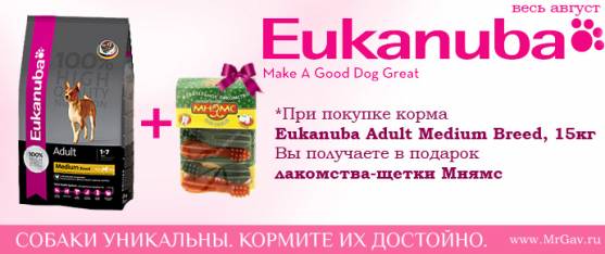 Eukanuba для средних пород + Мнямс