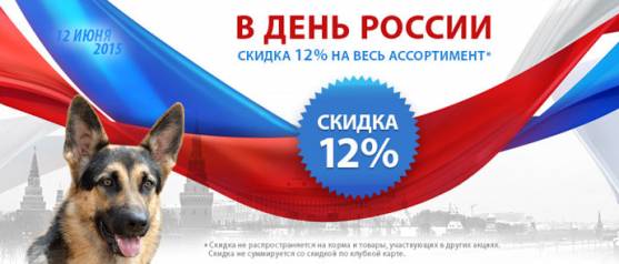 В День России - всем скидка 12%!