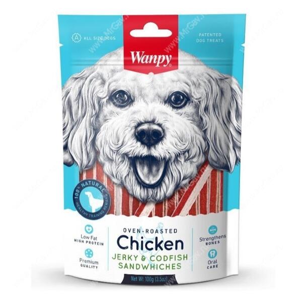 Лакомство Wanpy Dog курица с треской в форме сэндвича, 100 г - Интернет ...