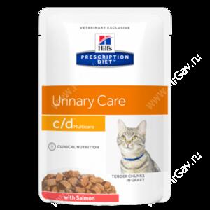 Hill's Prescription Diet c/d Multicare Urinary Care влажный корм для кошек для поддержания здоровья мочевыводящих путей с лососем, 85 г