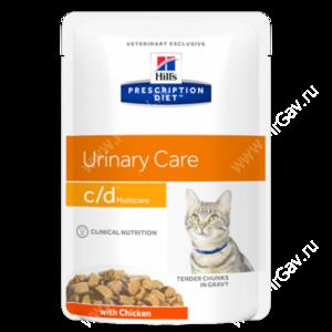 Hill's Prescription Diet c/d Multicare Urinary Care влажный корм для кошек для поддержания здоровья мочевыводящих путей с курицей, 85 г