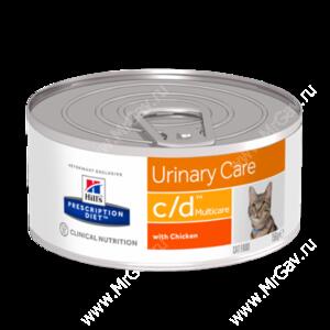 Hill's Prescription Diet c/d Multicare Urinary Care влажный корм для кошек с курицей, 156 г