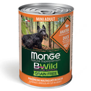 Консервы Monge Dog Mini Adult Bwild Grain Free из утки с тыквой и кабачками, 400 г