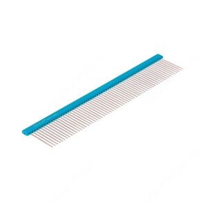 Расческа алюминиевая 25 см с плоской синей ручкой 3,6 см DeLIGHT 36125