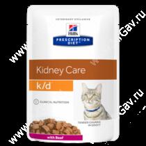 Hill's Prescription Diet k/d Kidney Care влажный корм для кошек с говядиной, 85 г