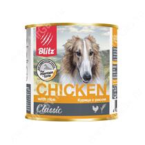 Консервы для собак Blitz курица с рисом, 0,75 кг