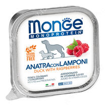 Консервы Monge Dog Monoprotein Fruits (Паштет из утки с малиной), 150 г
