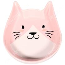 Миска Mr.Kranch керамическая для кошек Кошачья мордочка, розовая, 250 мл