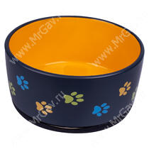Миска Mr.Kranch керамическая для собак, черная с оранжевым, 1 л