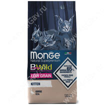 Monge Cat Bwild Low Grain для котят (Гусь), 1,5 кг