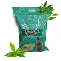 Наполнитель растительный комкующийся Чистый котик Tofu зеленый чай, 12 л