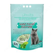 Наполнитель растительный комкующийся Чистый котик Tofu зеленый чай