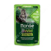 Пауч Monge Cat Bwild Grain Free для стерилизованных кошек (Кабан), 85 г