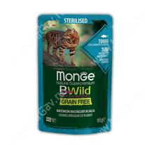 Пауч Monge Cat Bwild Grain Free для стерилизованных кошек (Тунец и креветки), 85 г