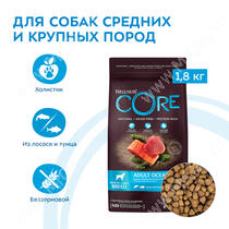 Wellness Core для взрослых собак средних и крупных пород из лосося с тунцом, 1,8 кг